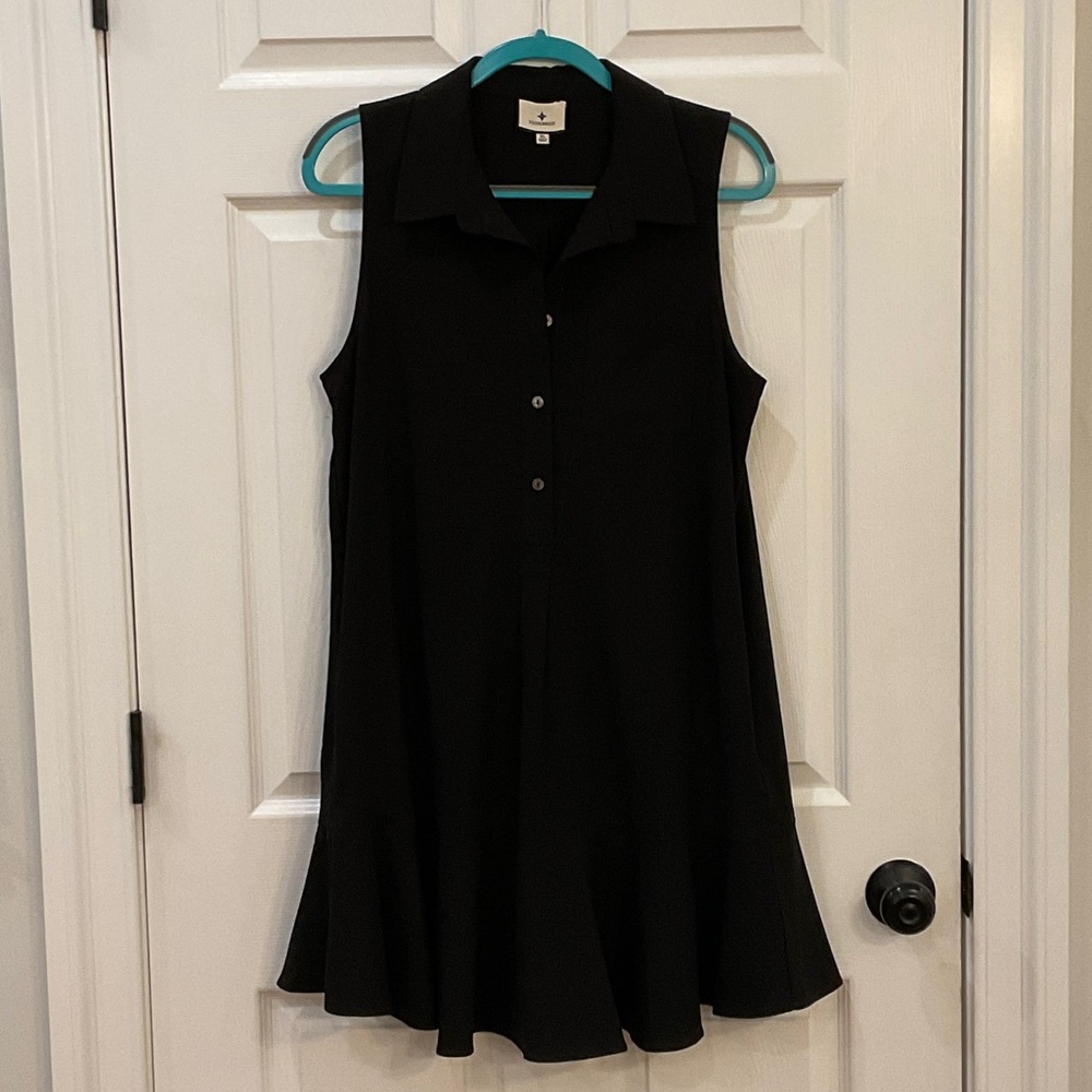 Tuckernuck Black Crepe Sleeveless Callahan Shirt Dress